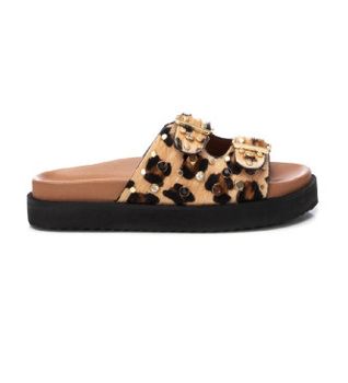 Carmela para mujer. 16240103-LEOPARDO Sandalias de piel 162401 marrón (38), 1 a 3cm, Ninguno, Casual, Animal print