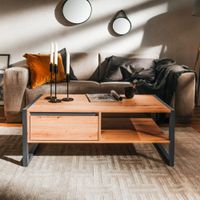 mesa de centro industrial con cajon
