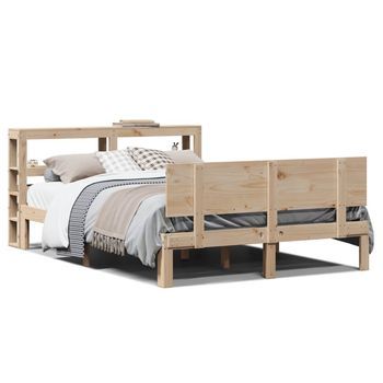 Estructura De Cama Con Cabecero Madera Maciza Pino 135x190 Cm Vidaxl