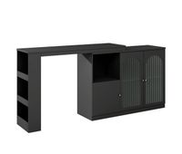 aparador mueble bar giratorio de mdf - gran espacio de almacenamiento - estilo contemporaneo - negro