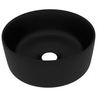 lavabo de bano moderno  lavabo de lujo redondo ceramica negro mate 40x15 cm