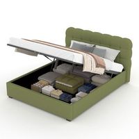cama con canape abatible estilo nube 160x200 cm en terciopelo verde dallas