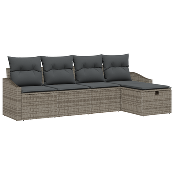 Juego De Sofás De Jardín De 5 Uds Con Cojines Gris Poliratán Cfw122296