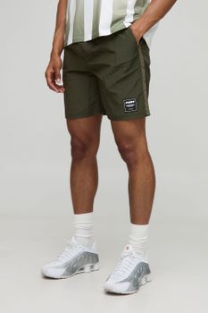 Pantalón Corto Holgado De Nailon Fruncido Con Brillo Intenso, Verde