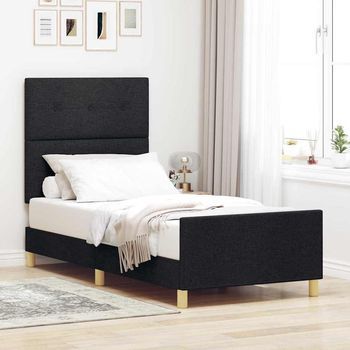 Vidaxl Estructura De Cama Con Cabecera Negro 90 X 190 Cm Tela