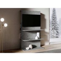 mueble tv lucky spatulate antracita con panel y siete estantes l 100 cm