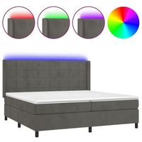 estructura de cama led con cabecero con somier y cubrecolchon 200x200 cm tela de terciopelo gris oscuro tdl0207692