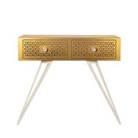 consola mayfair 100x35x80 cm en hierro diseno glamoroso hollywood regency patas blancas cajones dorados made in italy sin compartimentos
