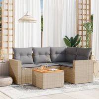 conjunto de sofas jardin con cojines 5 uds  mueble jardin mesa y sillas ratan sintetico beige cfw596675