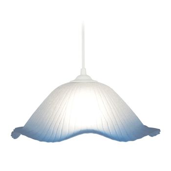 Lámpara de suspensión  metal blanco y pantalla  azul