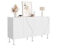 aparador moderno sin medida - puertas onduladas 3d sin tiradores almacenamiento salon recibidor pb y mdf patas metalicas - blanco