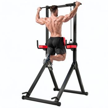 Torre De Potencia Con Barra Para Fondos Y Dominadas, Equipo De Entrenamiento De Fuerza Multifuncional Con Altura Ajustable,rattantree