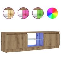 mueble de tv luces led madera roble artisan 120x30x36 cm