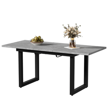 Mesa De Comedor Extensible 140/180x80cm - Estilo Industrial - Estructura De Acero Robusta - Rectangular - Aspecto Hormigón