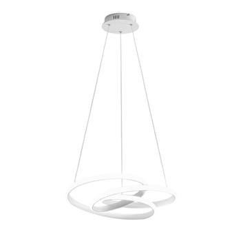 Diva - Lámpara Colgante Led Regulable 80w - Diseño Moderno En Aluminio Blanco Satinado, Luz Cálida 3000k, Aros Entrelazados D.85cm