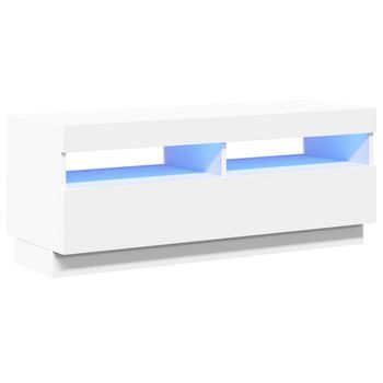 Mueble Para Tv - Mueble Tv - Mesa De Tv Con Luces Led Blanco 100x35x40 Cm