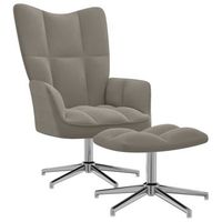 sillon de salon  silla de relajacion con reposapies terciopelo gris claro cfw790133