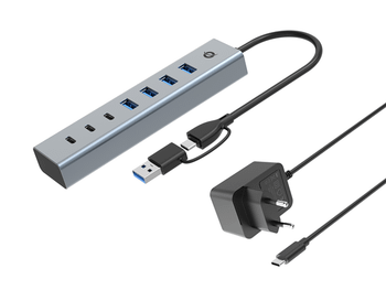 HUB USB 3.0 CONCEPTRONIC HUBBIES20GP 7 PUERTOS USB-C A 3XUSB-C 4XUSB-A CON ALIMENTADOR