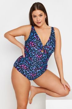 Yours Bañador Azul Y Rosa Degradado Estampado Leopardo Efecto Vientre Plano