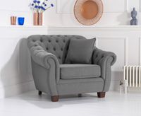 ex-display lilly chesterfield grey linen fabric armchair