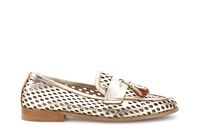 mocasines de piel perforada con borlas gold
