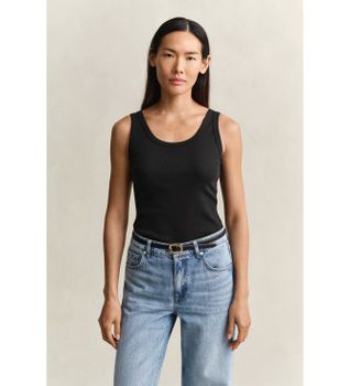 Gant para mujer. 4201409 Camiseta de tirantes acanalada negro (M), Casual, Algodón, Sin mangas / Tirantes
