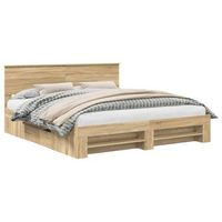 estructura de cama con cabecera roble sonoma 180 x 200 cm vidaxl