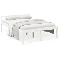 estructura de cama madera maciza de pino doble blanco 135x190cm