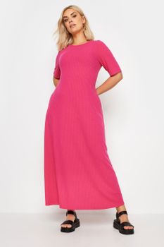 Yours Vestido Largo Rosa Canalé, Mujer Curvy Y Tallas Grandes, Yours