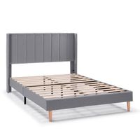estructura de cama tapizada noelia de 30 cm 150x190 cm gris oscuro