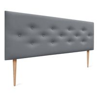 dhome cabecero de polipiel con 3 hileras intercaladas de botones y patas cabezal tapizado cama lujo gris 150cm