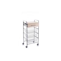 carrito de cocina alesia r 3 cestas 1 cajon y encimera color haya en acabado gris aluminio