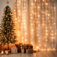 aigostar cortina de luces 22m 200 led luces de cadena de cortina navidad 8 modos cadena de luces con temporizador ip44 impermeable luces de cortina para interior exterior fiesta blanco calido