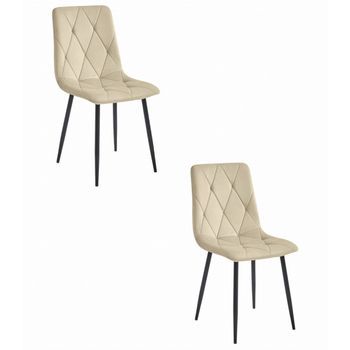 Set De 2 Silla De Comedor Tela Valora Tyra Asiento Acolchado Beige Claro