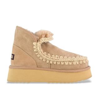 Mou para mujer. MU.FW681000A Botines de piel Mini Eskimo Platform marrón (40), Plano, Ninguno, Casual