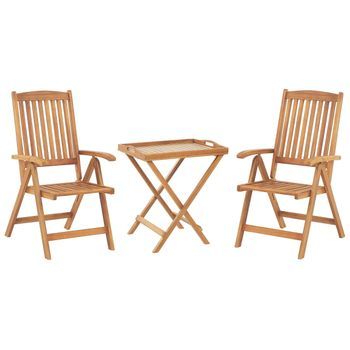 Conjunto De Balcón Mesa De Madera De Acacia Marrón Claro 2 Sillas Plegables Diseño Atemporal Exteriores Java