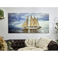 cuadro cristal  velero de 4 mastiles  140x1x70cm