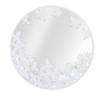 Espejo de pared mariposas de metal blanco ø 62,5x2,3 cm