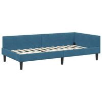 estructura de cama esquinera con cabecera azul 90 x 200 cm