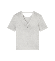 ax armani exchange para mujer xw001895af21577o1004 jersey perforada con hilo de lurex beige xs casual algodon manga corta