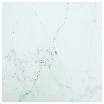 Tablero Mesa Diseño Mármol Vidrio Templado Blanco 60x60 Cm 6 Mm Vidaxl