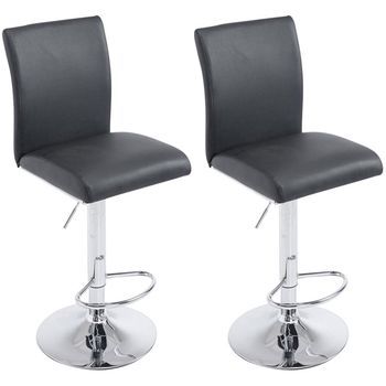 Set 2x Taburetes De Bar Köln Simil Cuero Negro 47x38.5x94.5 Cm Clp