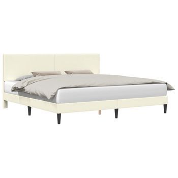 Estructura De Cama Con Cabecera Crema 180 X 200 Cm Tela De Pana Vidaxl