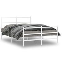 cama matrimonial  cama para adultos  estructura cama metal con cabecero y estribo blanco 140x190 cm