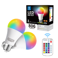 aigostar bombillas colores rgbw 8w equivalente a 60w bombilla led e27 4 modos 5 niveles de brillo 15 colores ajustables con mando a distancia 806 lumenes casquillo gordo e27 pack 2 unidades