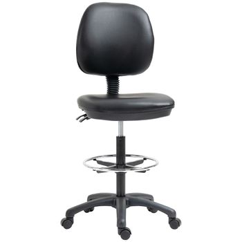 Vinsetto Taburete con ruedas ajustable en altura 69-91 cm con respaldo reclinable y reposapiés ajustable   Aosom España