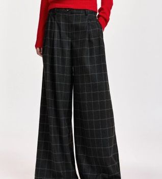 Essentiel Antwerp para mujer. KOLLECTION Pantalón ancho con costura retorcida negro (36), Casual, Poliéster Reciclado