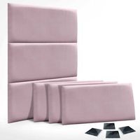 dhome juego de 6 paneles tapizados de terciopelo premium pack autoadhesivos para pared acusticos absorbentes proteccion impactos salmon 60x40cm x6