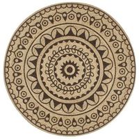 alfombra de yute tejida a mano estampado marron oscuro 150 cm vidaxl