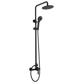 Set De Ducha Negro Opaco En Acero Y Latón Con Mango Monocomando Extensible